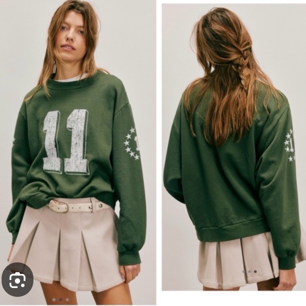 NWT Free People x Vagabond Green 11 Sweatshirt - Picture 2 of 7